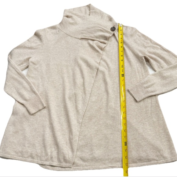 Repeat Cashmere Wool Blend Wrap Cardigan Sweater Sand Beige Size 42 M-L - Picture 7 of 8